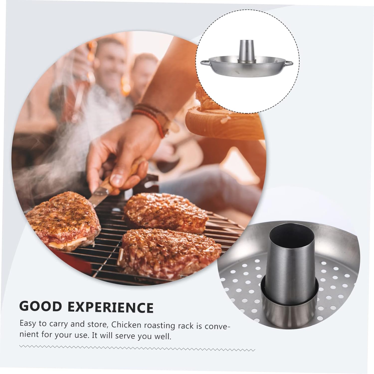 Stainless Steel Chicken Roaster Rack for BBQ and Grill Vertical Holder for Easy Outdoor Cooking Dishwasher and Portable Design for Camping and Home Use