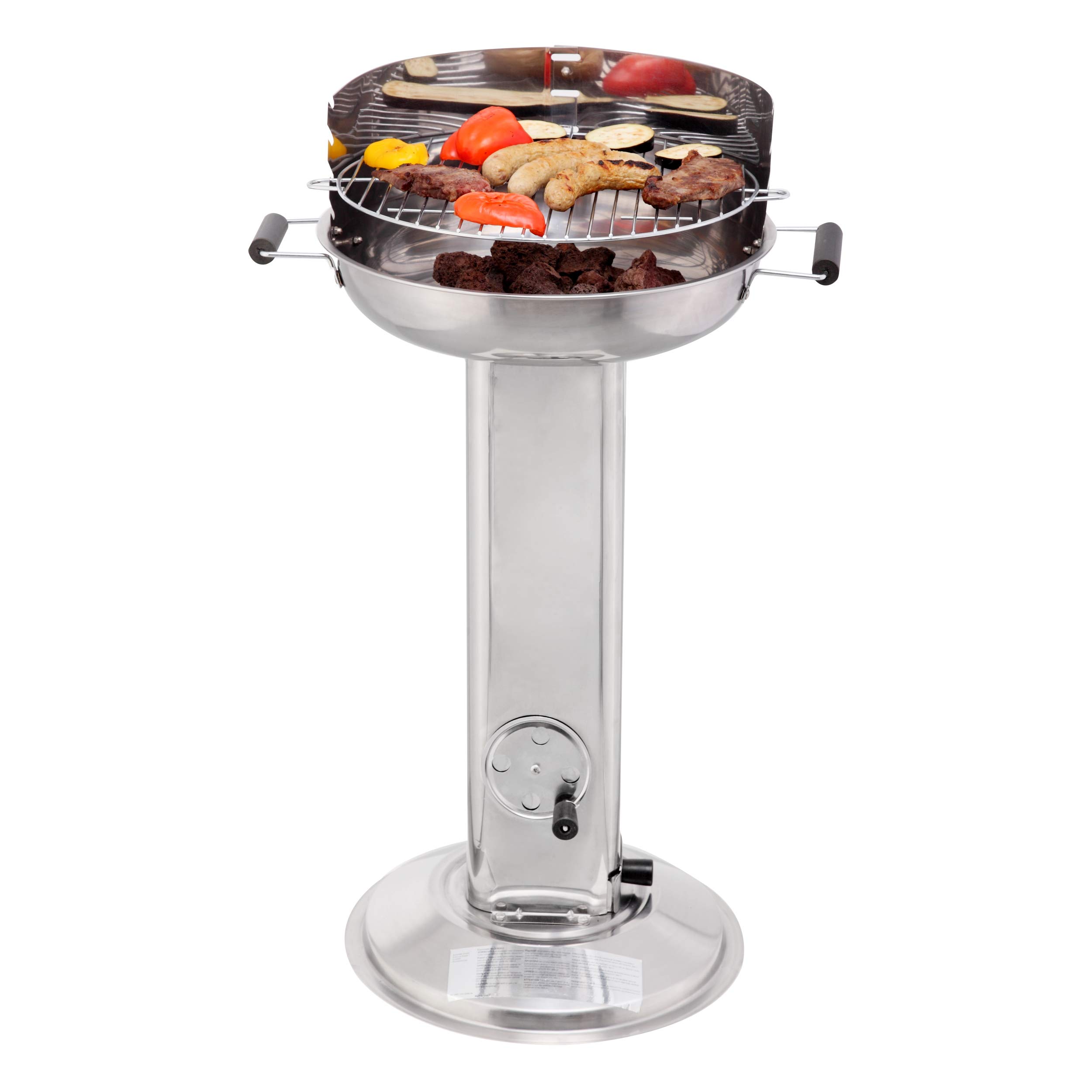 tepro Grill na węgiel drzewny, stal nierdzewna, grill kolumnowy Hartford, powierzchnia grillowania: ok. 39 cm Ø srebrny