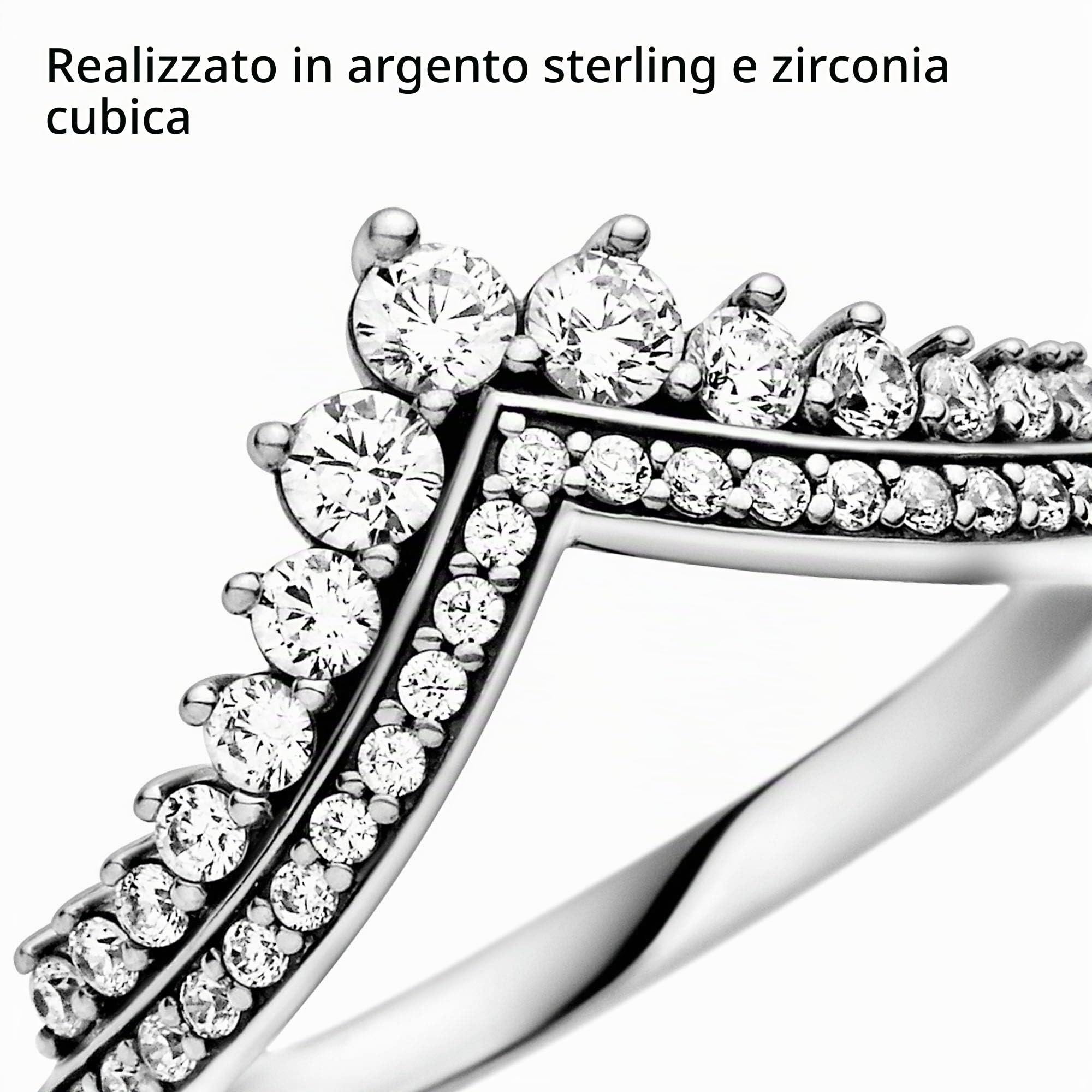 PANDORA Anello Desiderio Principesco, in argento sterling, con pietre di zirconia cubica incolori