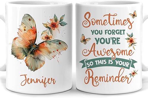 Vista 15 de Hyturtle Taza de café personalizada con diseño de mariposa para niñas, mujeres y amigas, regalos de cumpleaños y Navidad para amantes