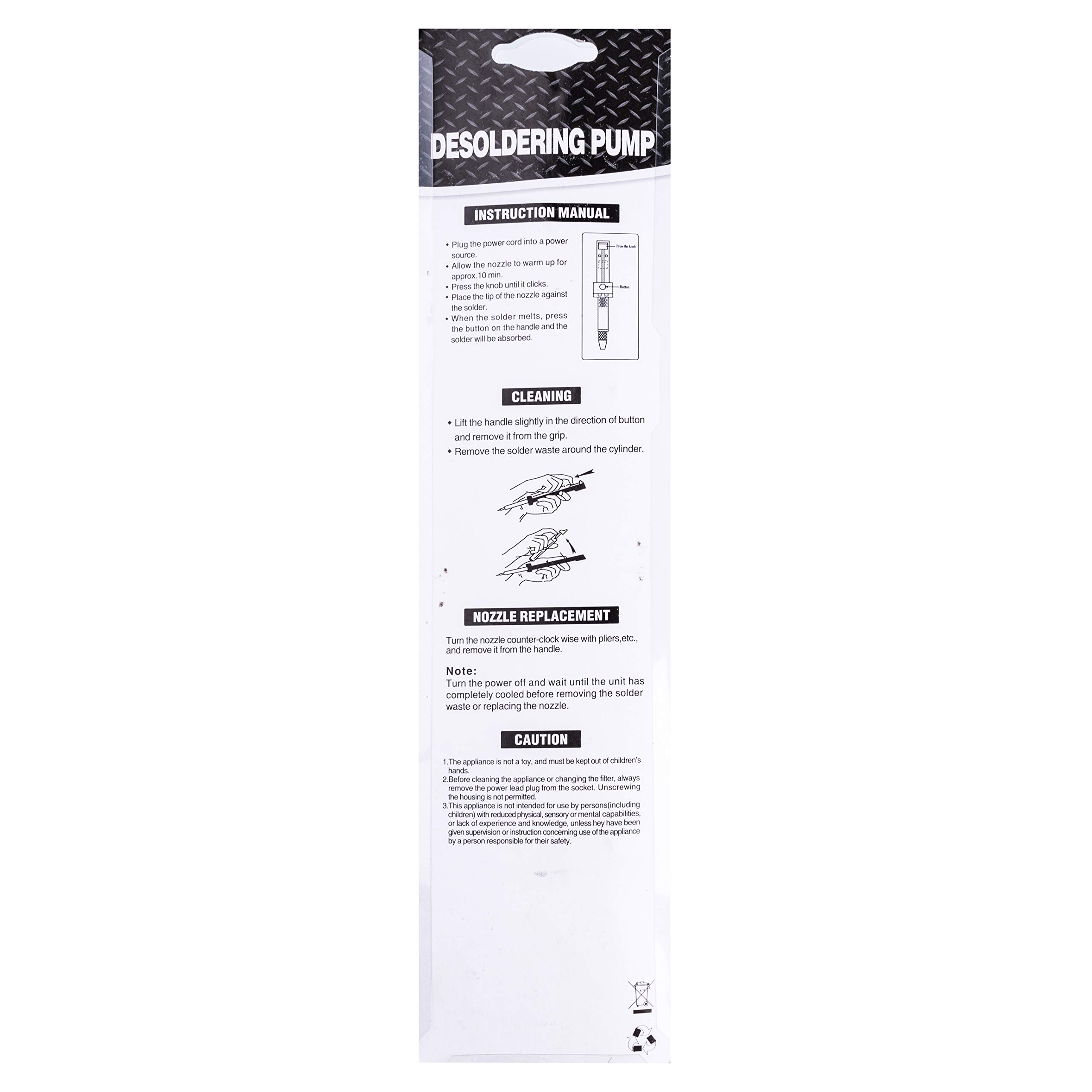 Entlötsauger con Riscaldamento ZD-211 Entloetpumpe 40W Entlötsaugpumpe Metall-Spitze Funzionamento di uno Manuale