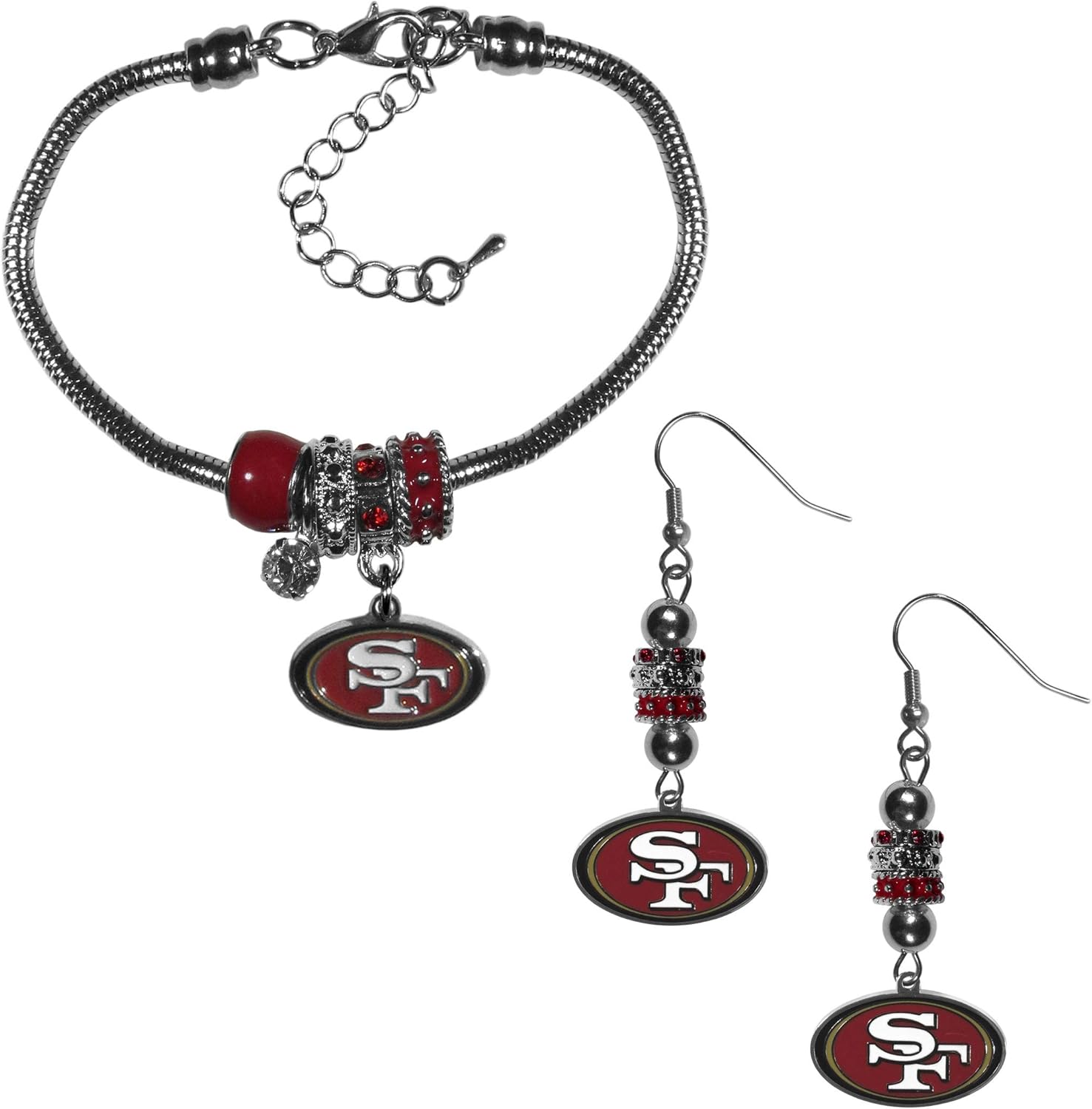 Siskiyou Sports NFL unisex-adult Euro Bead Earrings and Bracelet Set