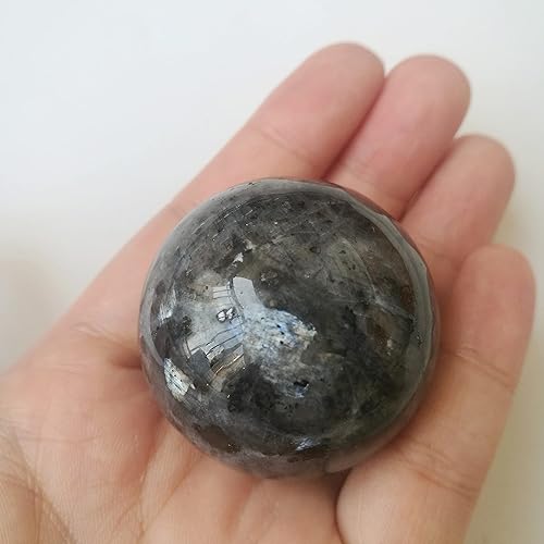 Vista 64 de Escultura de esfera de adivinación de cristal curativo de piedra lunar de 1.575 pulgadas, bola de piedras preciosas, Feng Shui Chakra Aura Piedra