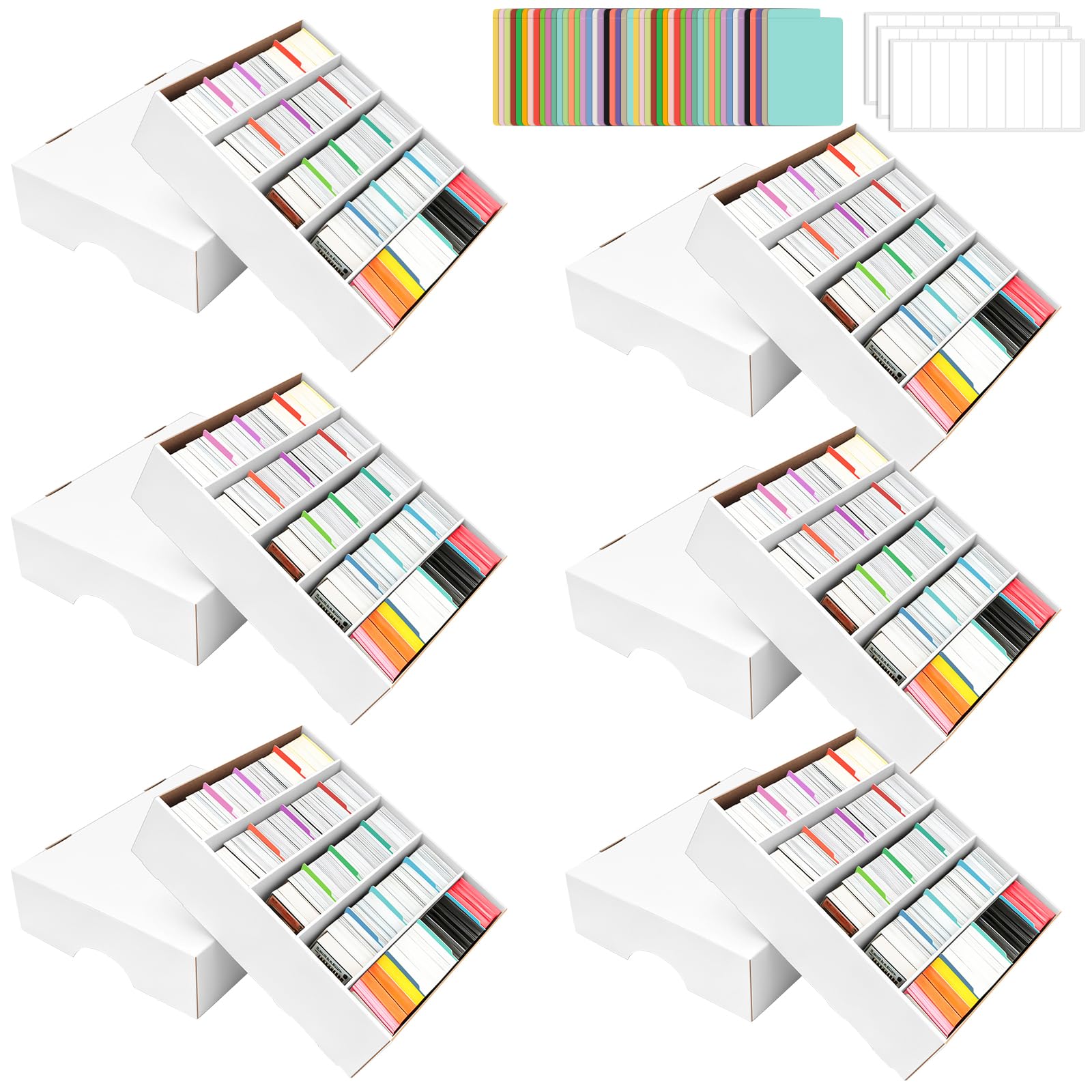 AOBOPLE Pack of 6 5 Rows Trading Card Storage Box for 27600+ Trading Card, Card Storage Box with 48 Card Dividers, Double-Sided Tape and Drawers, Card Box for TCG, PTCG, Sports Cards — image 1