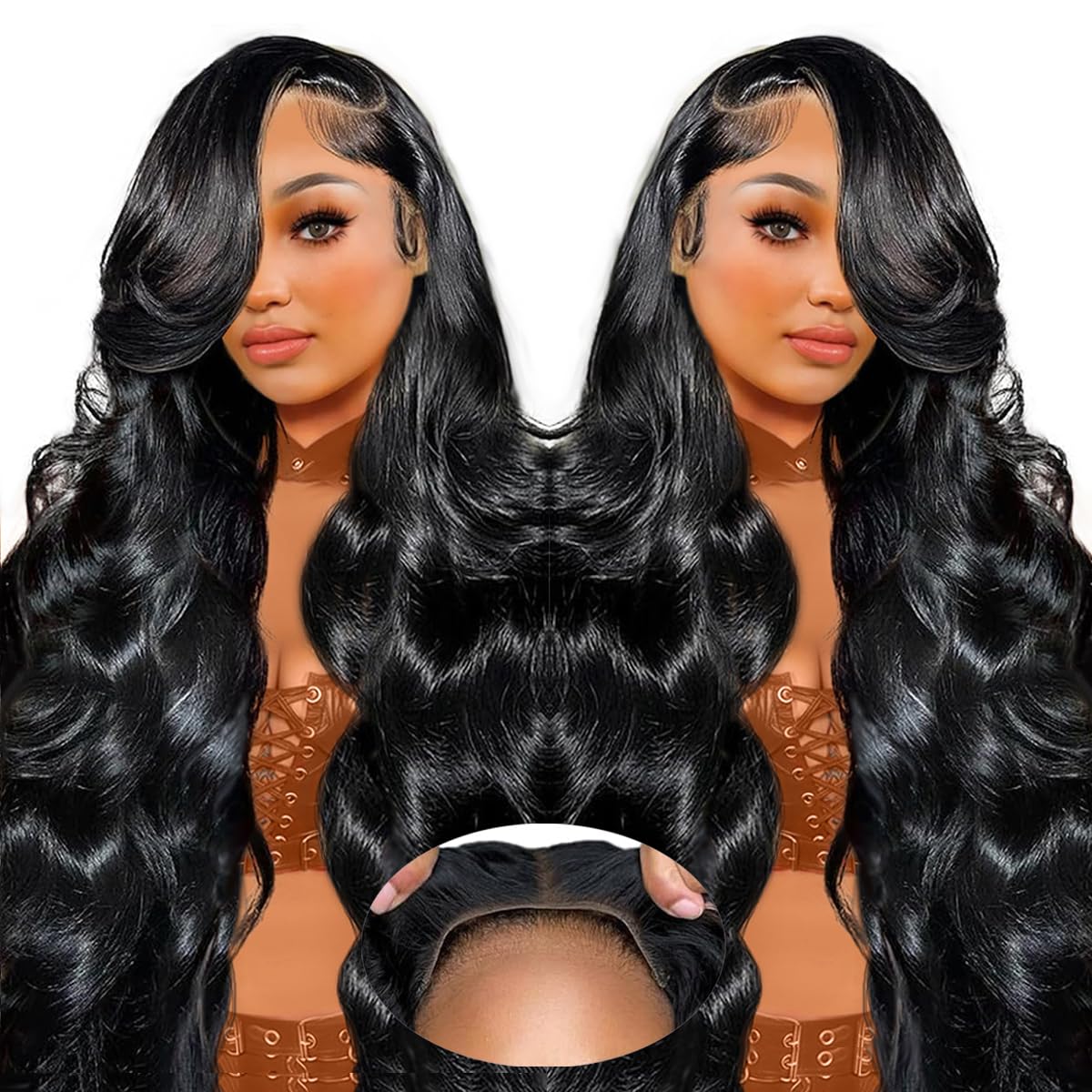 26 Inch Glueless Wigs Human Hair Pre Plucked Pre Cut 7x5 Body Wave Lace Front Wigs Human Hair 220% Density Black Glueless Wigs for Black Women