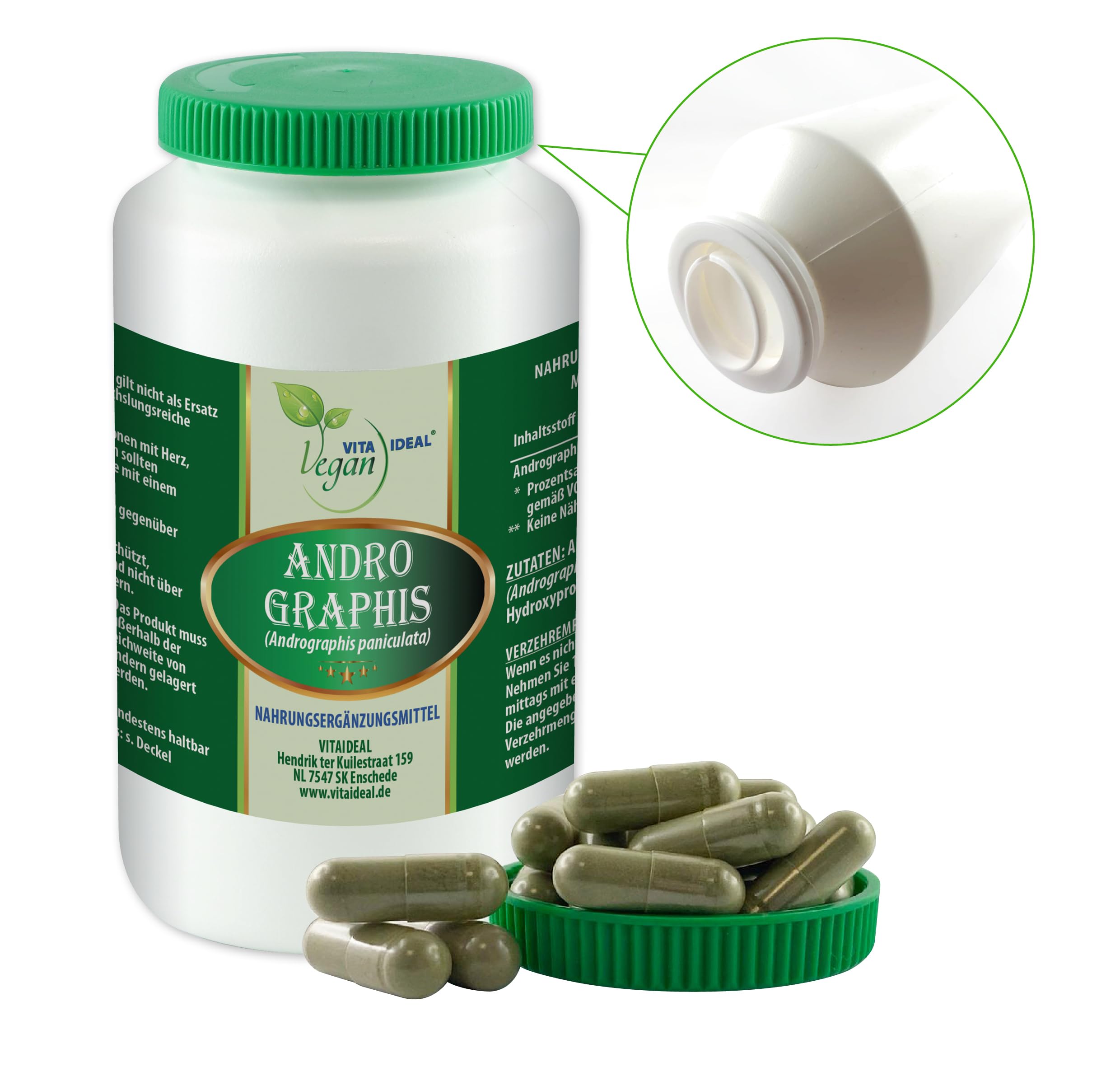 VITA IDEAL Vegan® ANDROGRAPHIS - Kraut 4x 360 KAPSELN - Chiretta Kraut - Andrografis Tagesportion 800mg CHIRETTAKRAUTreines Pulver. Natürlich, pflanzlich & ohne Zusatzstoffe.