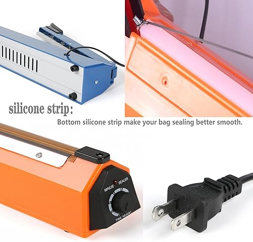Miniatura 5 de Sellador térmico por impulso de 12 pulgadas, sellador de bolsas de polietileno manual para bolsas de plástico, bolsas de polietileno con agarre de