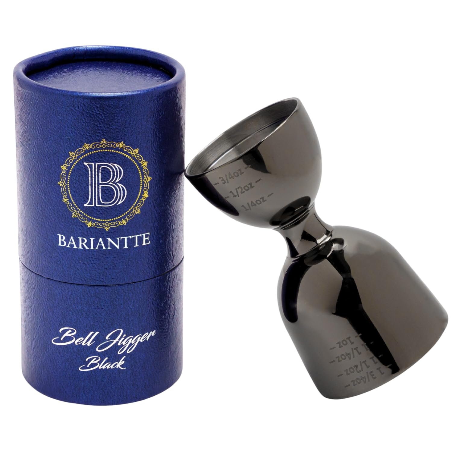 BARIANTTE Black Bell Jigger for Bartending - Premium Cocktail Measuring Cup, Mirror Finish Bar Jigger with 2 oz & 1 oz Measurements