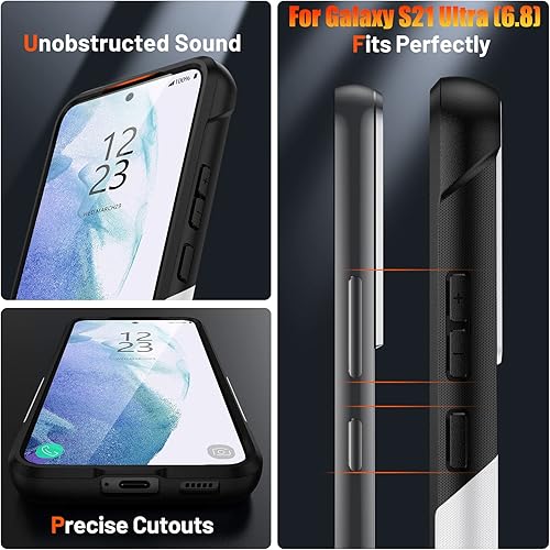 Miniatura 6 de Funda resistente para Samsung Galaxy S21 Ultra de 6.8 pulgadas, 4 esquinas con bolsas de aire [protección contra caídas de 12 pies], agarre