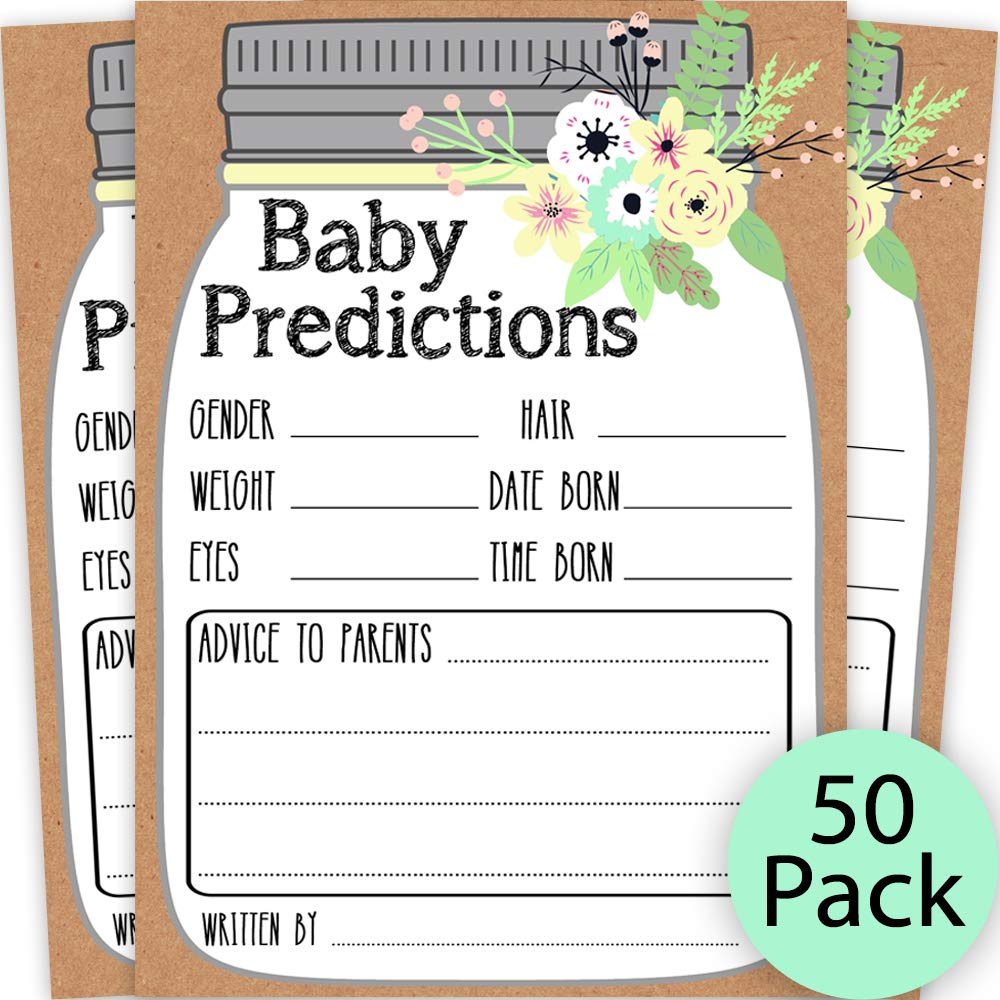 Buy Mason Jar Baby Prediction and Advice Cards, Baby Shower Predictions