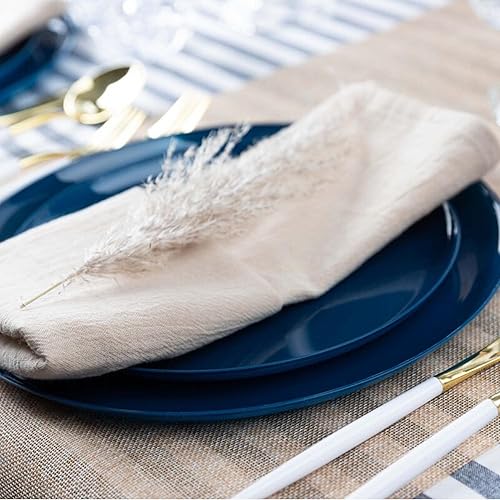 Miniatura 3 de EcoQuality Platos de plástico desechables redondos azules de 10.6 pulgadas  Plato de cena desechable grande resistente para bodas, vajillas, platos