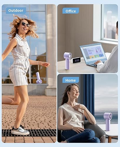 Miniatura 4 de coldSky Ventilador turbo portátil de mano, ventilador personal recargable de alta velocidad de 4000 mAh con 5 velocidades, pequeños ventiladores de