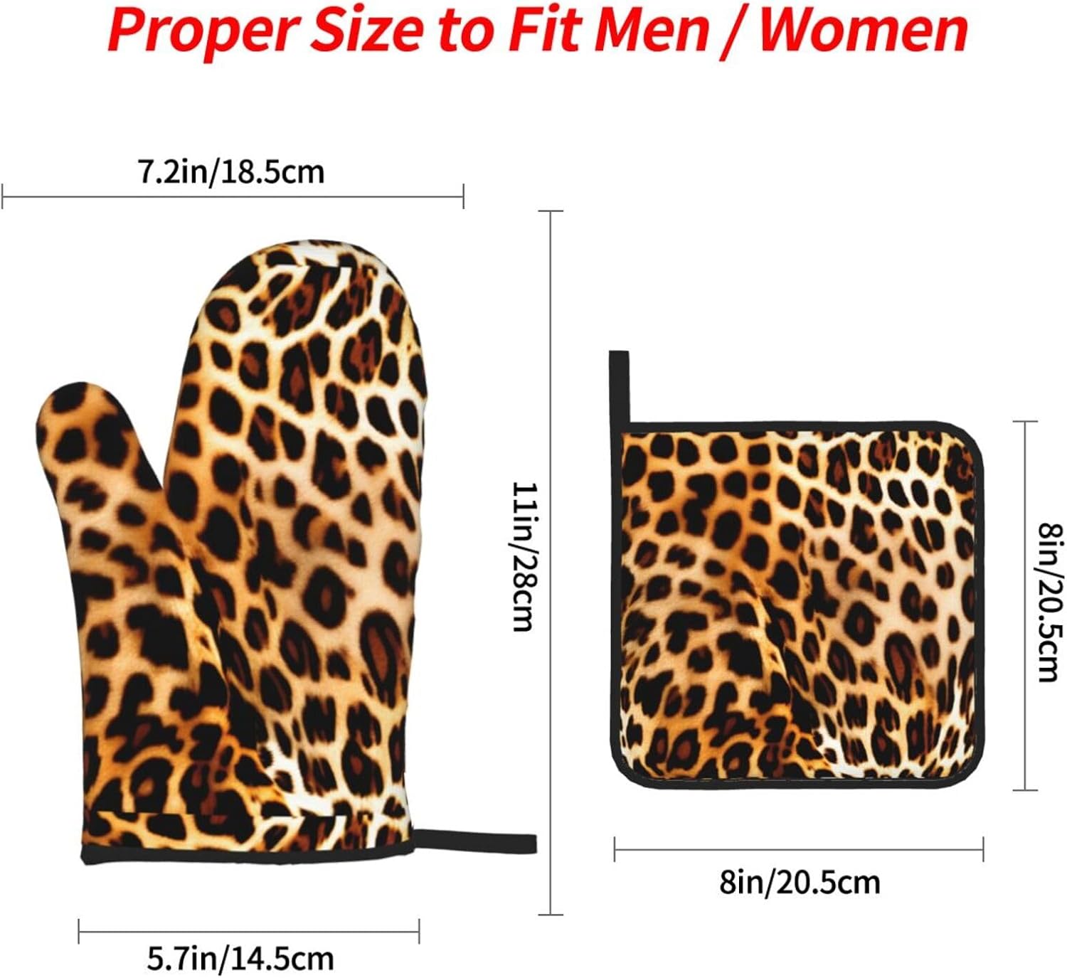 Leopard Animal print Kitchen baking four piece set, fit for cooking and baking, oven, microwave, and outdoor barbecue