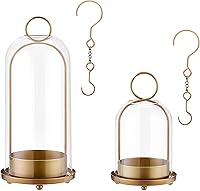 Gdfmsc Gold Hurricane Metal & Glass Candle Holders Set of 2 - Elegant Pillar Holders for Weddings, Parties, Holidays, Table Centerpieces