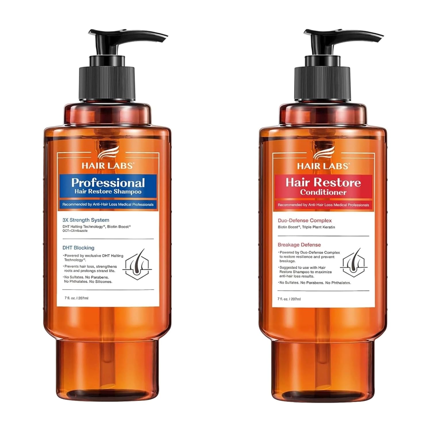 Professional Strength Hair Restore Shampoo 7 Fl Oz & Hair Labs Hair Conditioner 7 Fl Oz