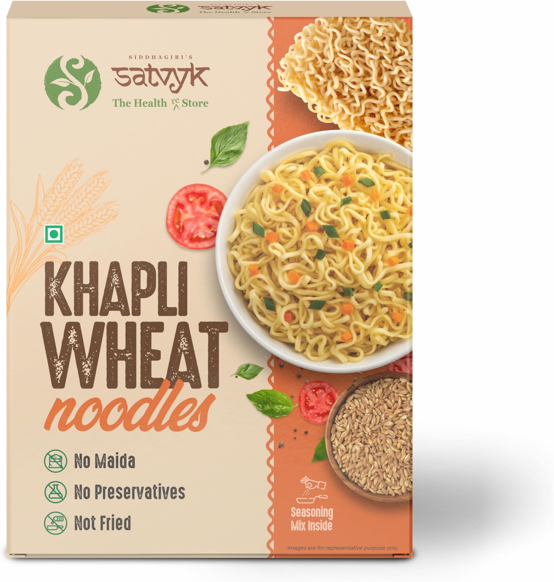 Satvyk Khapli Wheat Noodles 175g | No Maida | No Sugar | No Preservatives