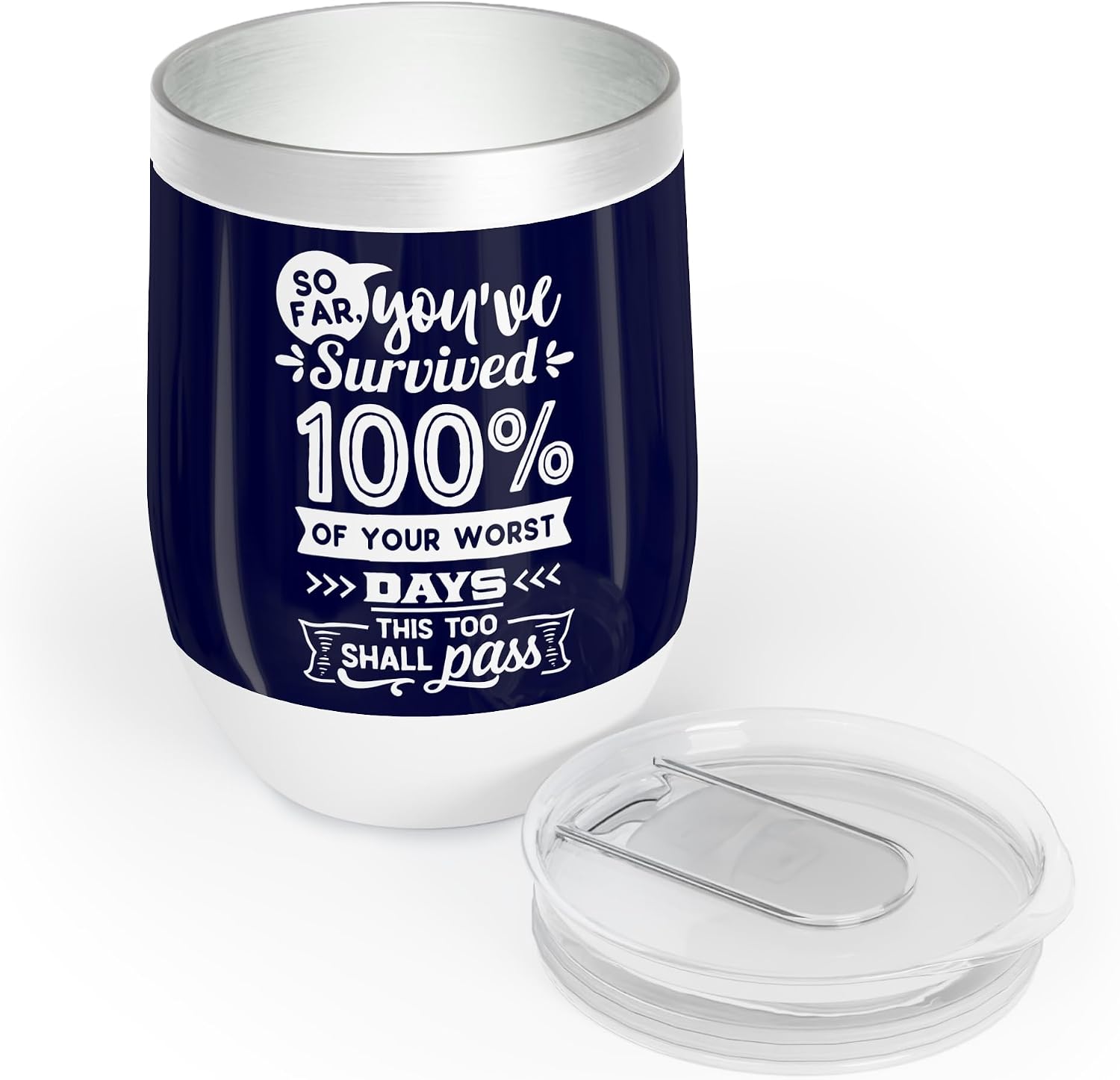 Gifts for Motivation So Far You've Survived 100% of Your Worst Days, This Too Shall Pass Motivational Stainless Steel Insulated Tumblerfor Emotional Support in 4 Colors