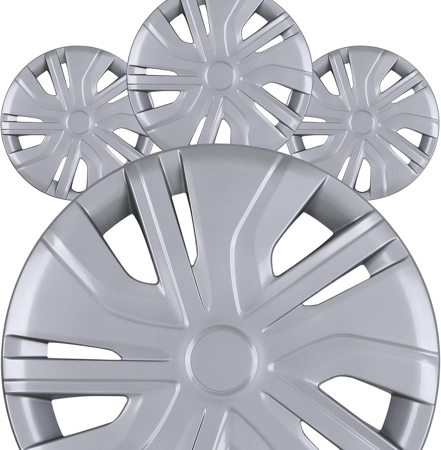 14" Silver Lacquer Hubcaps for 2014-2025 Mitsubishi Mirage, Wheel Rim Covers, PP Material Set of 4 Steel Wheel - 14 Inch 4 Pieces