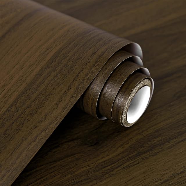Sticky Back Plastic Roll Brown Wood Effect Vinyl Self Adhesive Wallpaper 40cm X 300cm Waterproof Vinyl Wrap Film for Decorative Kitchen Worktop Table Furniture Stickers Christmas Decorations