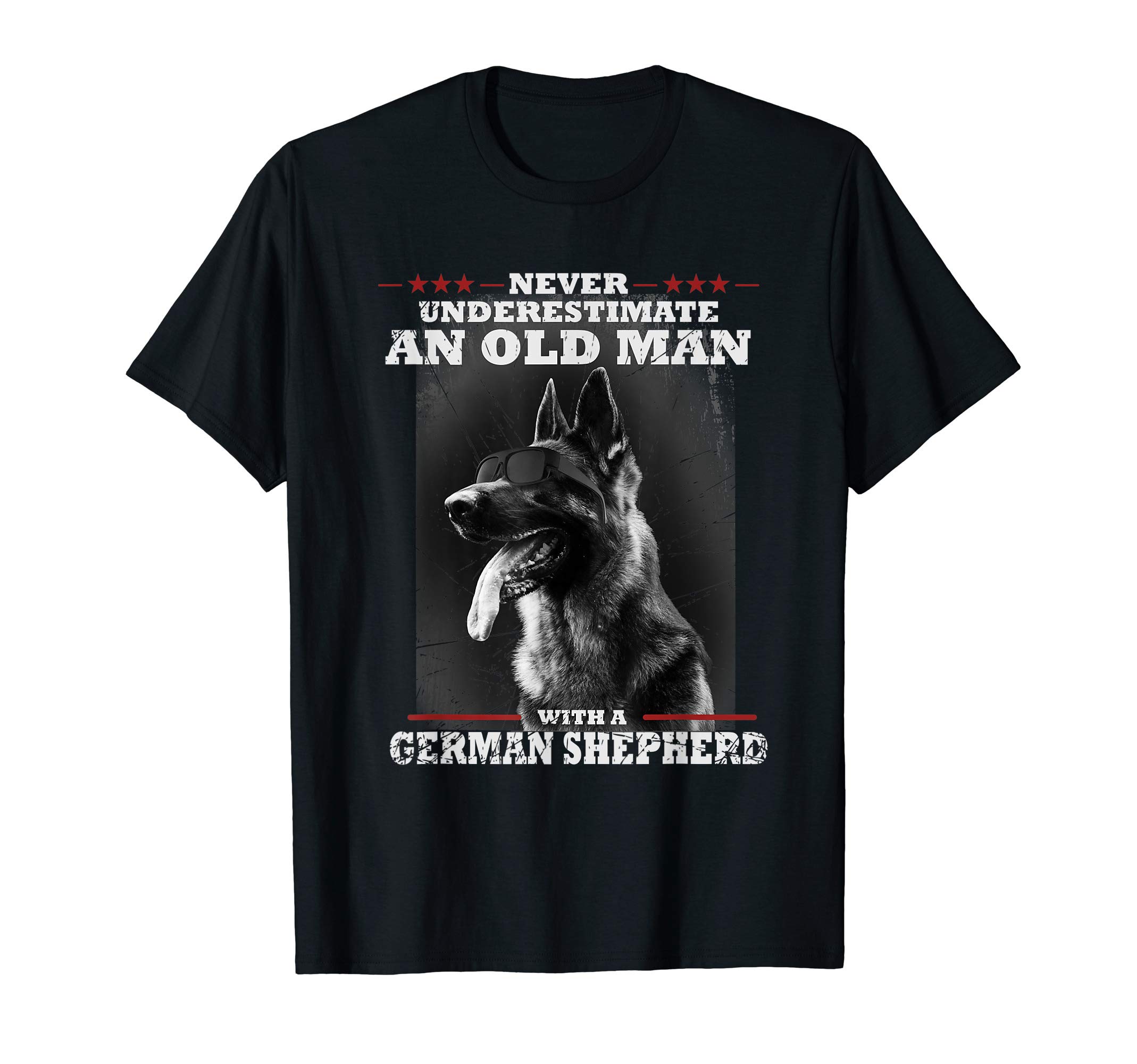 Never Underestimate An Old Man - German Shepherd Dog Vintage T-ShirtOEKO-TEX STANDARD 100