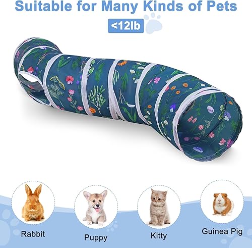 Vista 61 de Glittme Túnel para gatos, túneles para gatos de interior, cueva de gatos en forma de S con juguetes para gatos, tubos plegables para gatos y túneles
