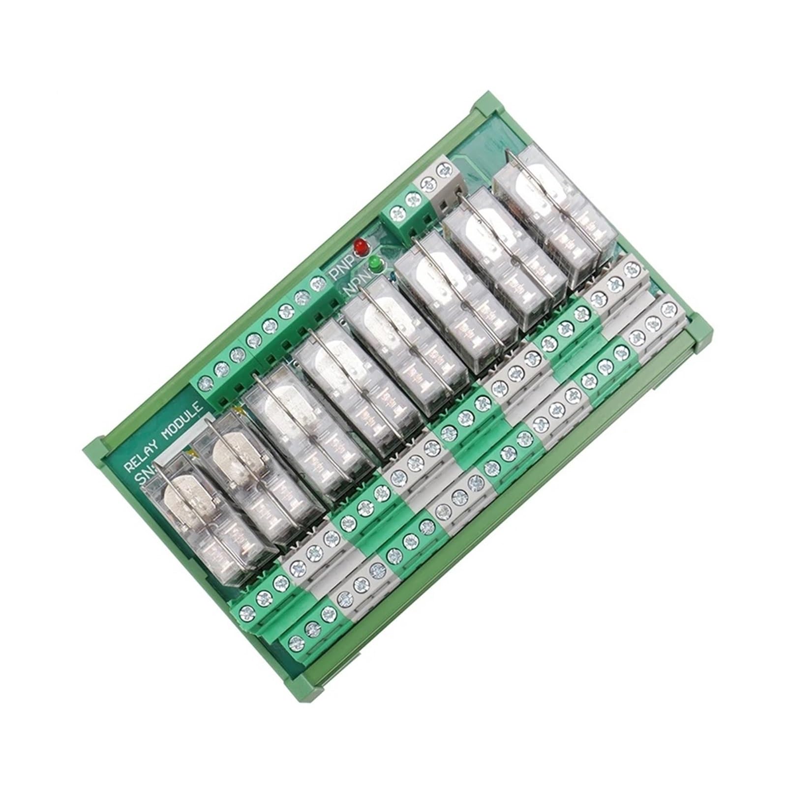 SPDT Montaje en Carril DIN Módulo de relé de 8 Canales 2NG2R, 2 NO, 2 NC, 12 V, 24 V CA y CC, relé DP+DT for Proyecto de automatización de PLC(2NO2NC-8C-12VACDC)