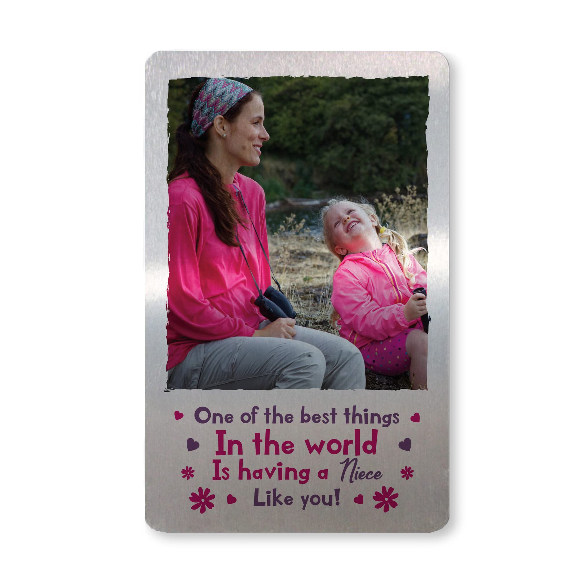 RED OCEAN Personalised Metal Photo Card Gift For Niece Birthday Gift From Auntie Uncle Personalised Keepsake