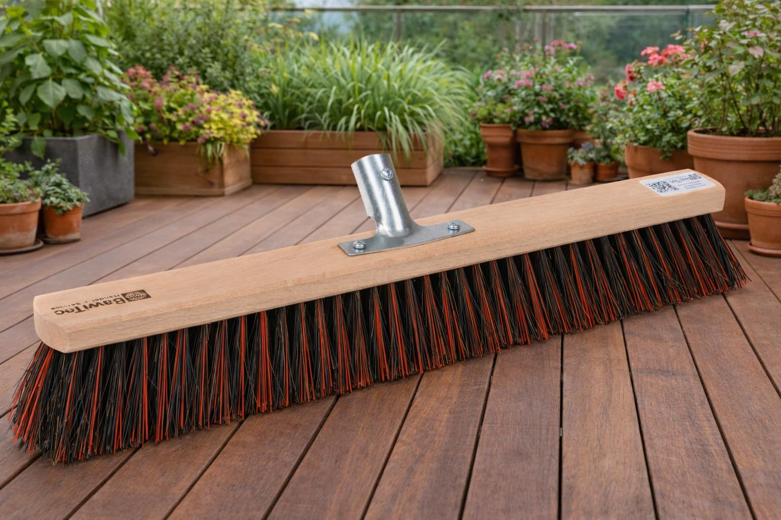 BawiTec Arengabesen mit Metall Stielhalter Spezial Straßenbesen Gartenbesen ohne Stiel Besenstiel AE-Mix Borstenmischung Kehrbesen Schrubberbesen Industriebesen für draussen (60cm (24mm))