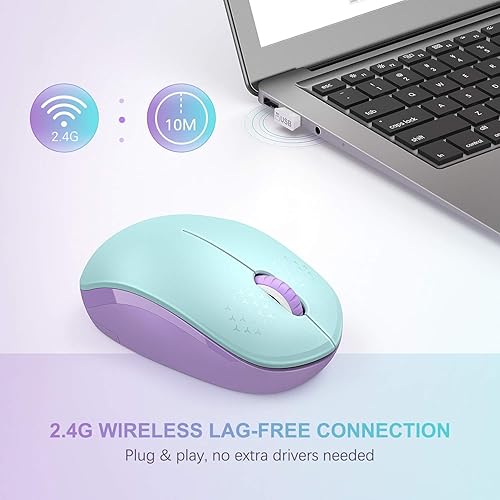 Miniatura 5 de seenda - Mouse inalámbrico silencioso de 2.4 G, con receptor USB para PC, tablet, laptop y, Windows, Mac y Linux