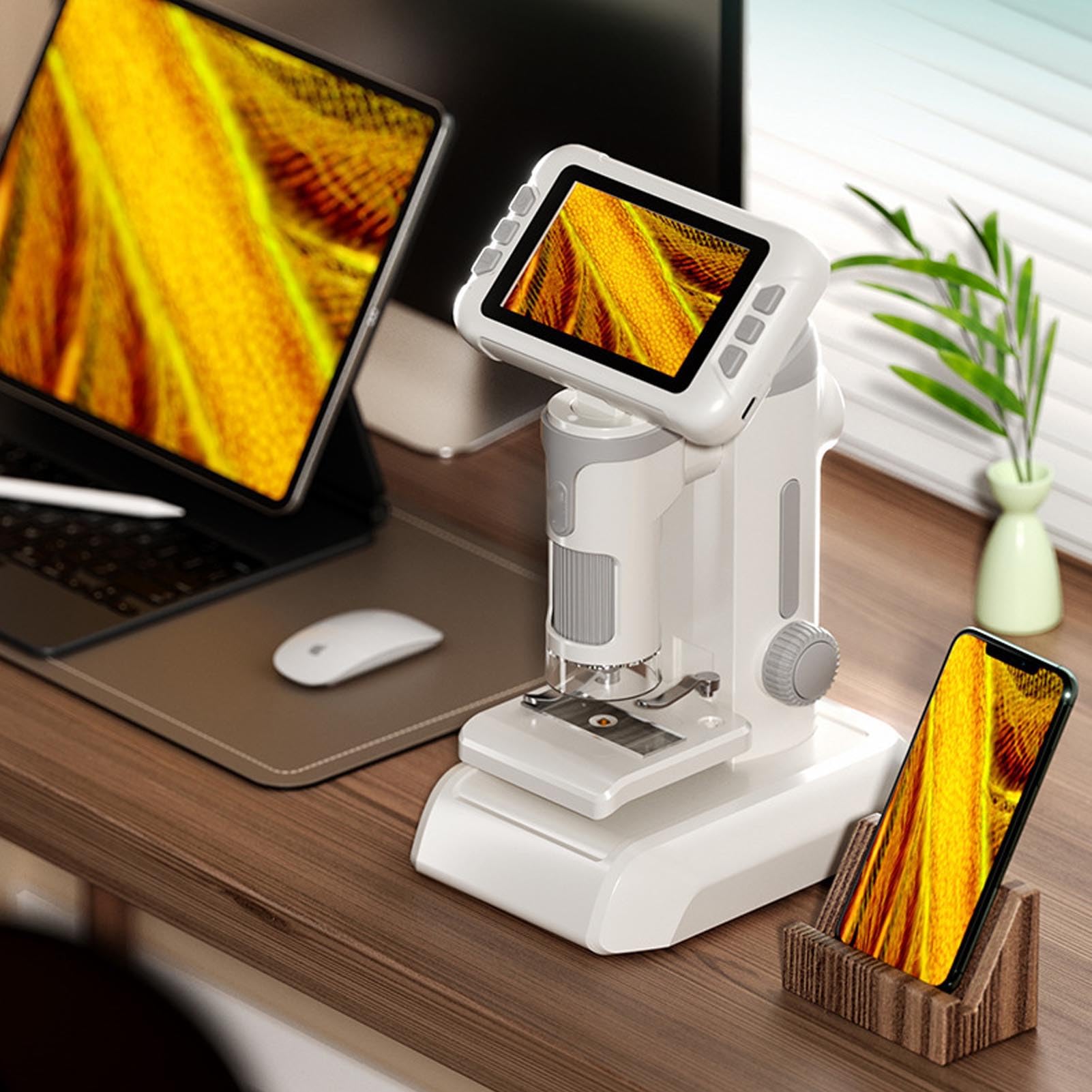 Naroote Microscopio Portátil Digital de Mano 1600X con Pantalla de 4 Pulgadas y Luz LED, Kits de Ciencia para Niños, Lupa de Laboratorio de Ciencias Educativas y de Aprendizaje para Niños de 6 a 12