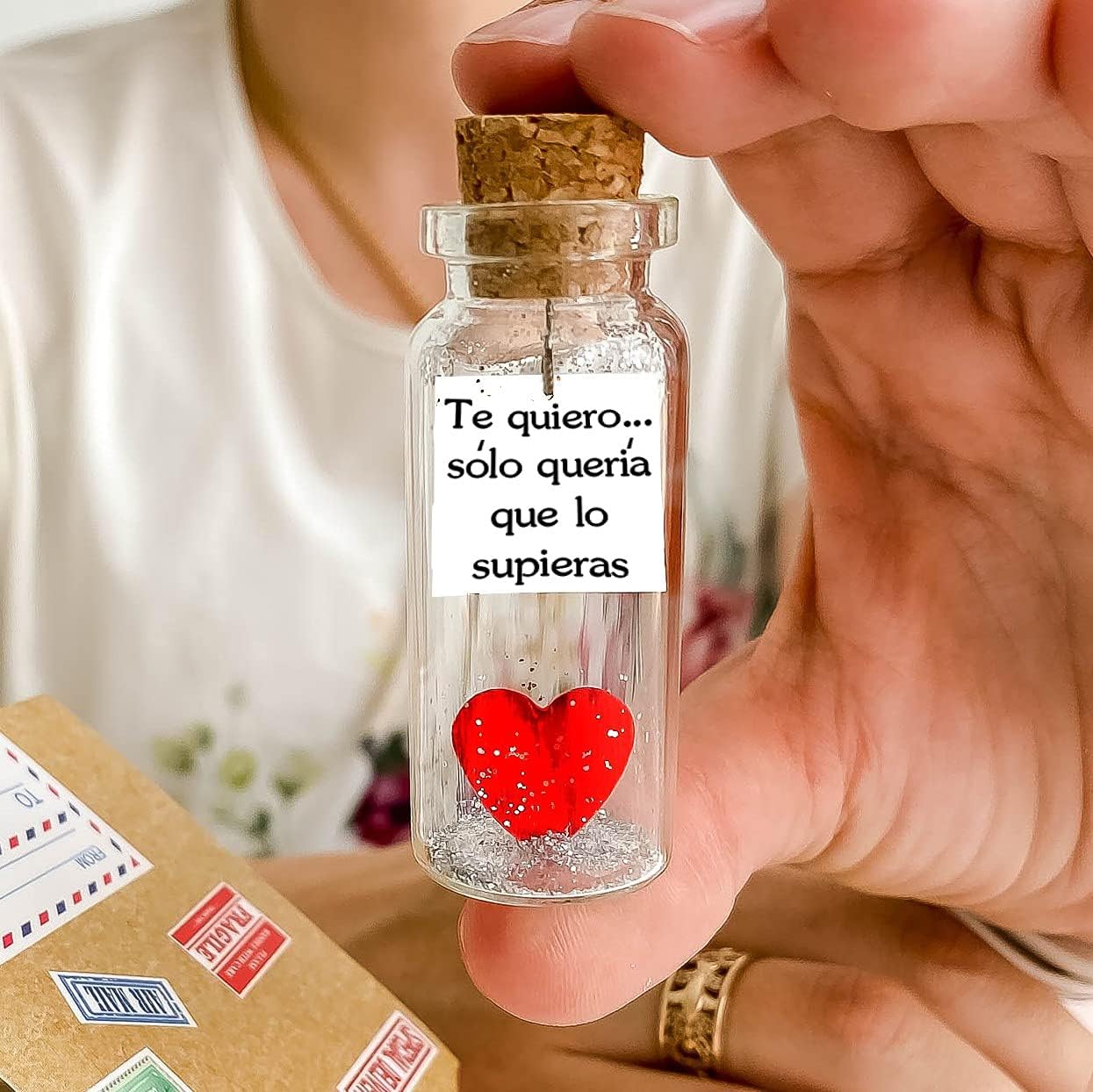 Kseniya Revta Mensaje romántico en una botella para regalar a tu novio o novia - Tarro de los deseos con una tarjeta para tu esposo o esposa (Te quiero… sólo quería que lo supieras, Gift Bottle)