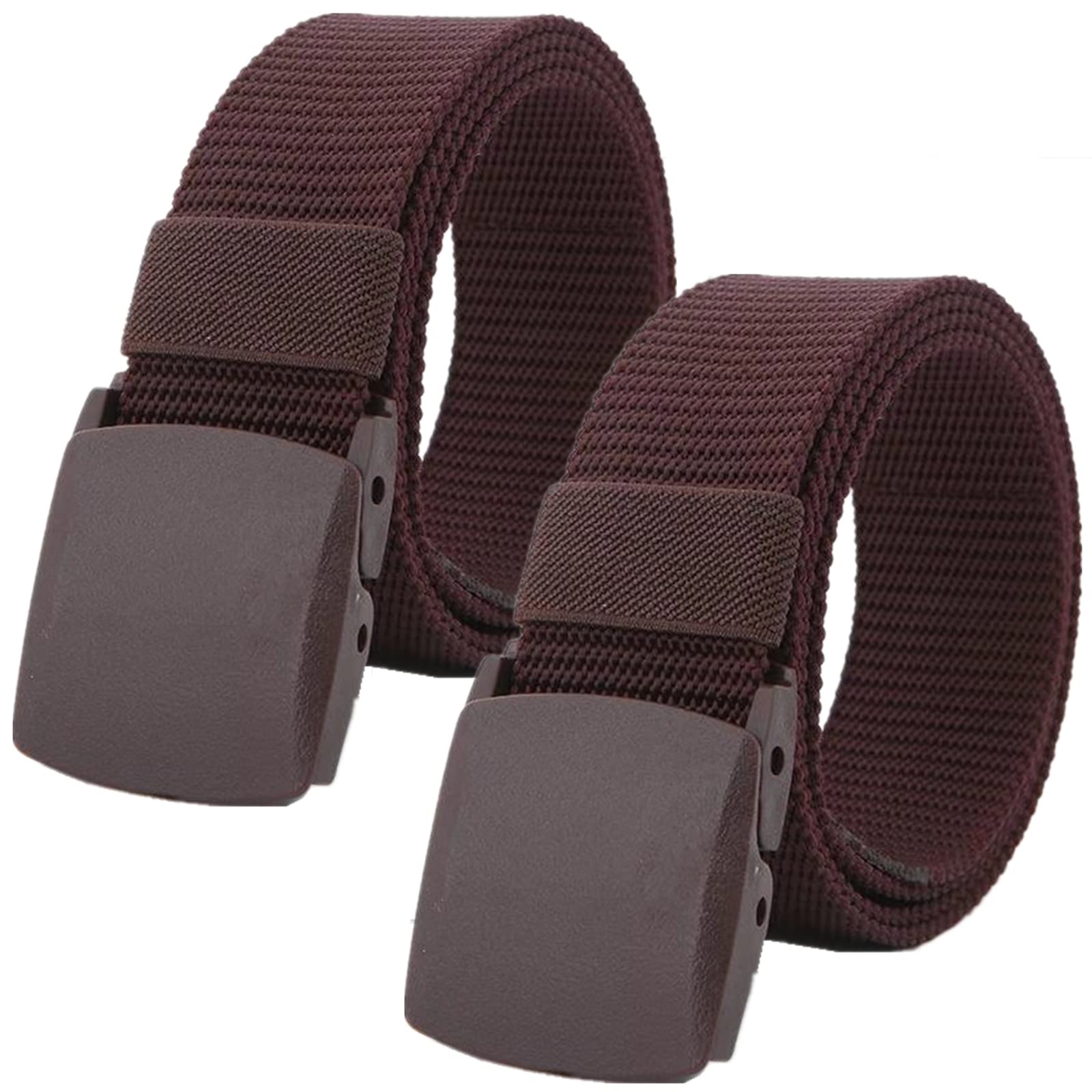 Cinturones de Trabajo para Hombre, Cinturones for Hombres y Mujeres, cinturón táctico de Nailon Ligero, tamaño de hasta 67 Pulgadas con Hebilla de plástico Militar, 2 Piezas(Bruin,140CM/55)