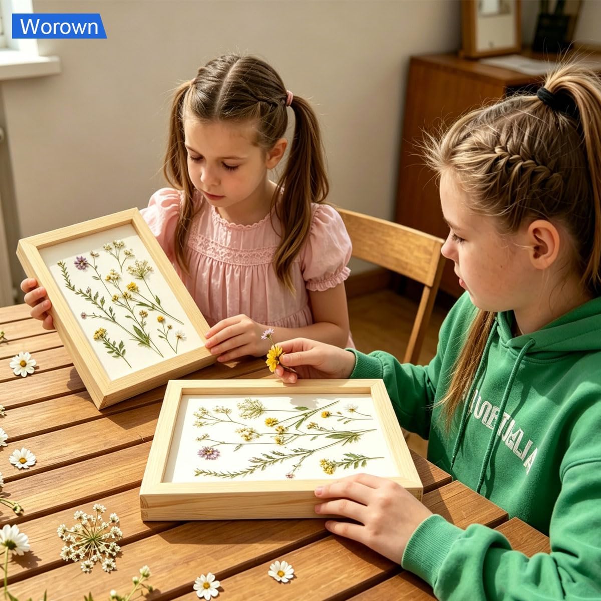 Worown 16 Sets Paper Making Screen 5 x 7 inch, 2 in 1 Natural Wooden Papermaking Mould, A6 Wooden Paper Making Frame for DIY Dried Flower Handcrafts
