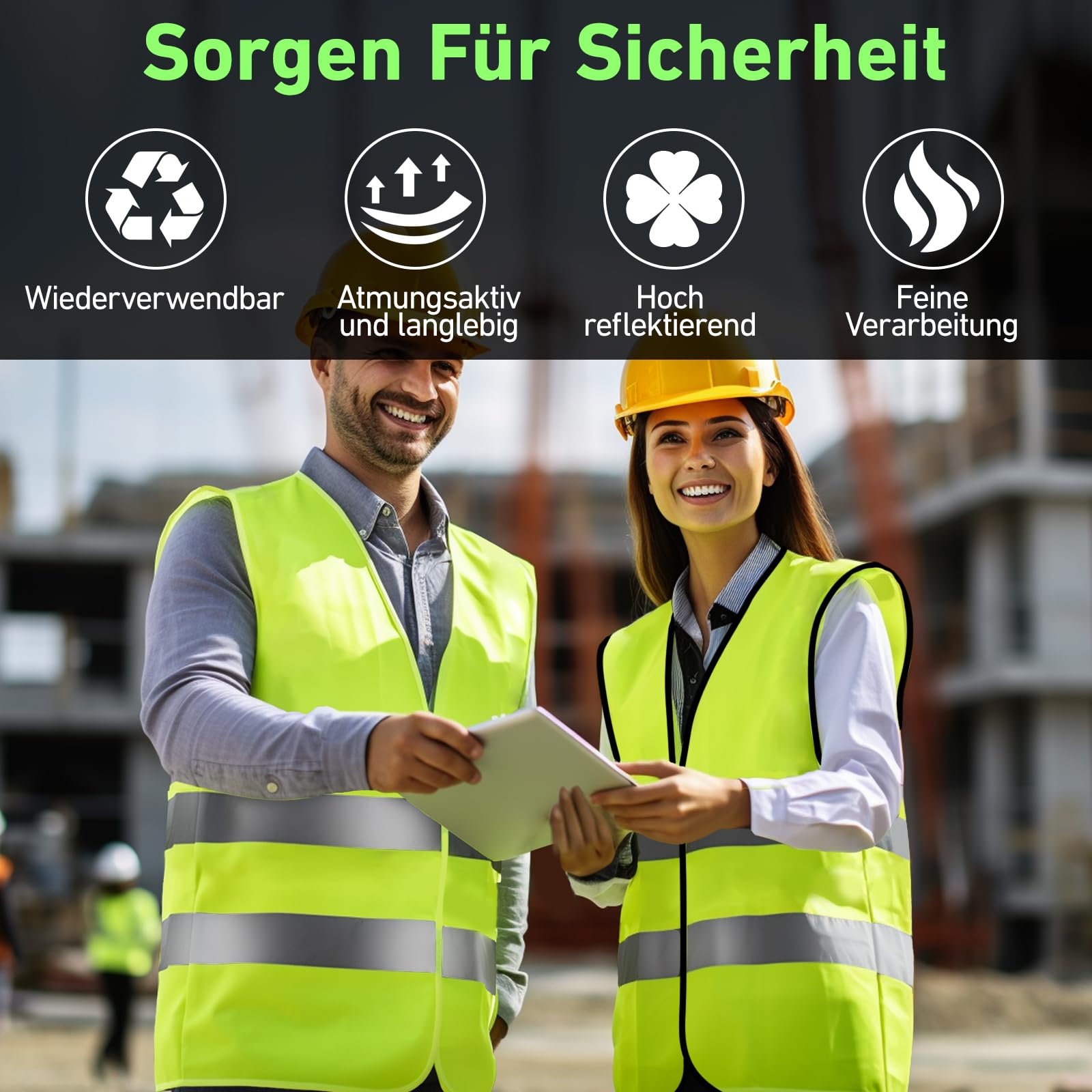 Warnwesten Auto, Sicherheitsweste Auto, Warnwesten, Warnweste Auto，Warnwesten Auto ，Warnweste für die Nächtliche Pannenhilfe, Ausgestattet Mit Hochwertigen Reflexstreifen