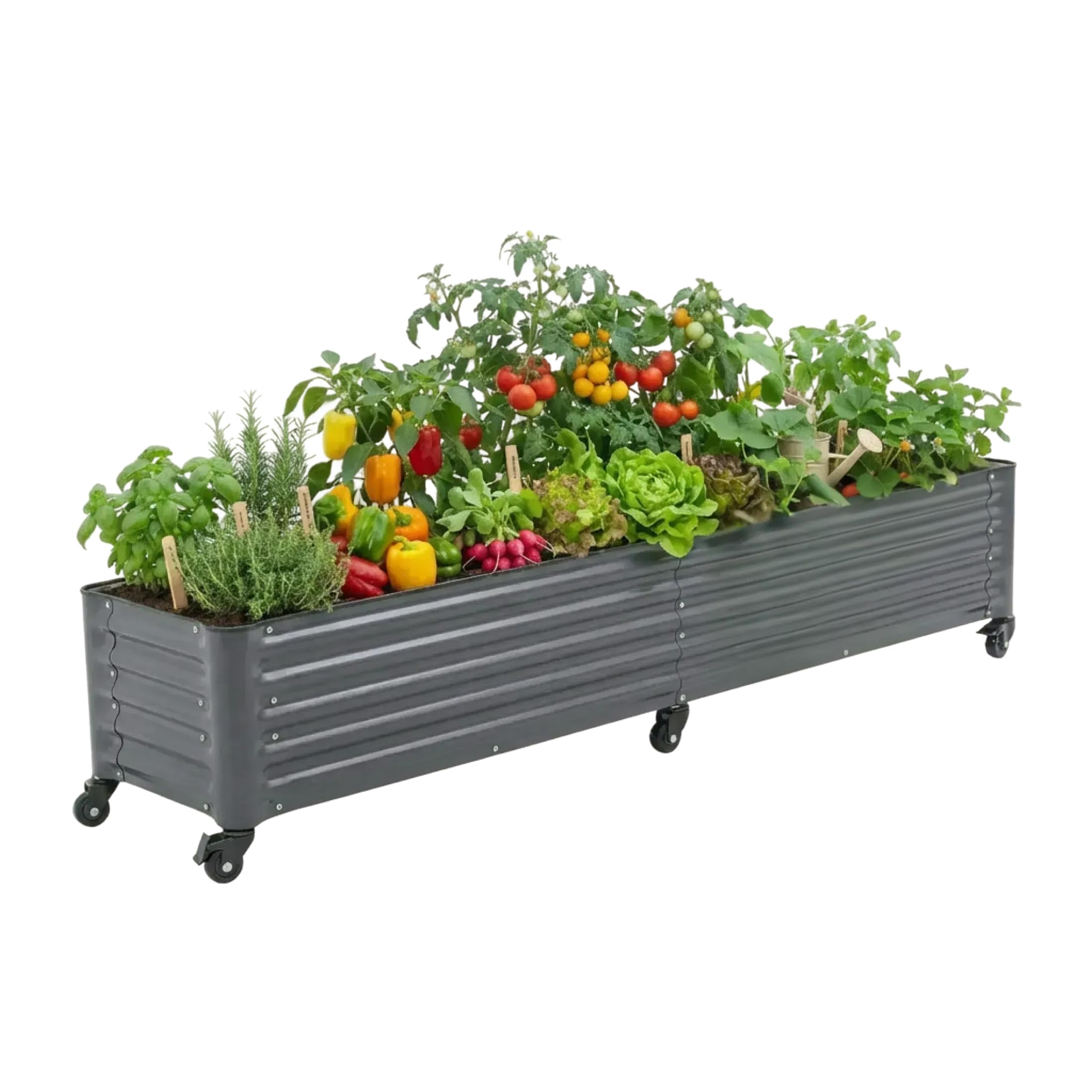 Vego garden Classic Rolling Garden Bed โ 1.75' Mobile Metal Raised Garden Bed for Patio, Deck, Balcony โ Deep Planting Space, Durable & Easy to Move (Modern Gray, 1.75'X8')
