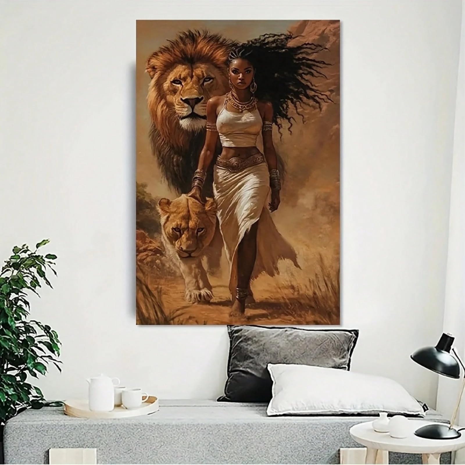 Trdmcfbn Lion Wall Decor, Queen Lion Canvas Print, Canvas Poster Printing, home decoration painting(30x40cm/No frame)