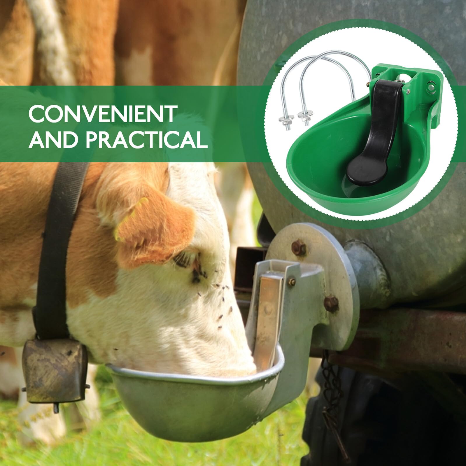 Abbeveratoio Automatico per Mucche, Ciotola Grande in Plastica Verde | Valvola in Rame, Montaggio Semplice, Pulizia Rapida, Uso per Bestiame e Bovini