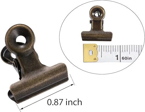 Miniatura 4 de Boao 100 clips de metal de bronce cian, pequeños clips de metal de bronce cian a granel para fotos, mapas, dibujos, obras de arte, papeles, etiqueta