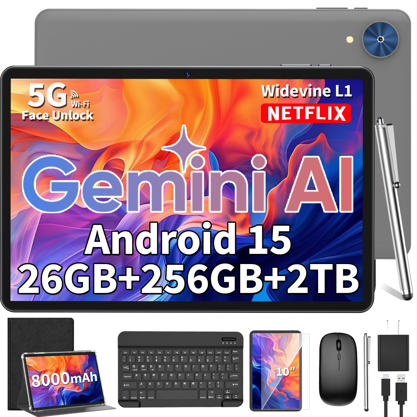 Amazon.com : 2026 Android 15 Tablet, 10 inch Tablet with Keyboard