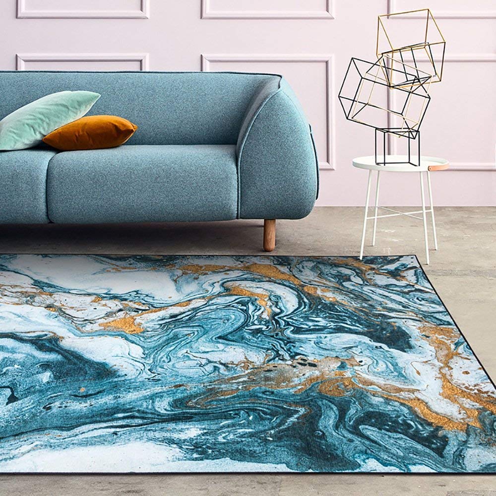Alfombra de salón rectangular en poliéster estilo óleo europeo 4