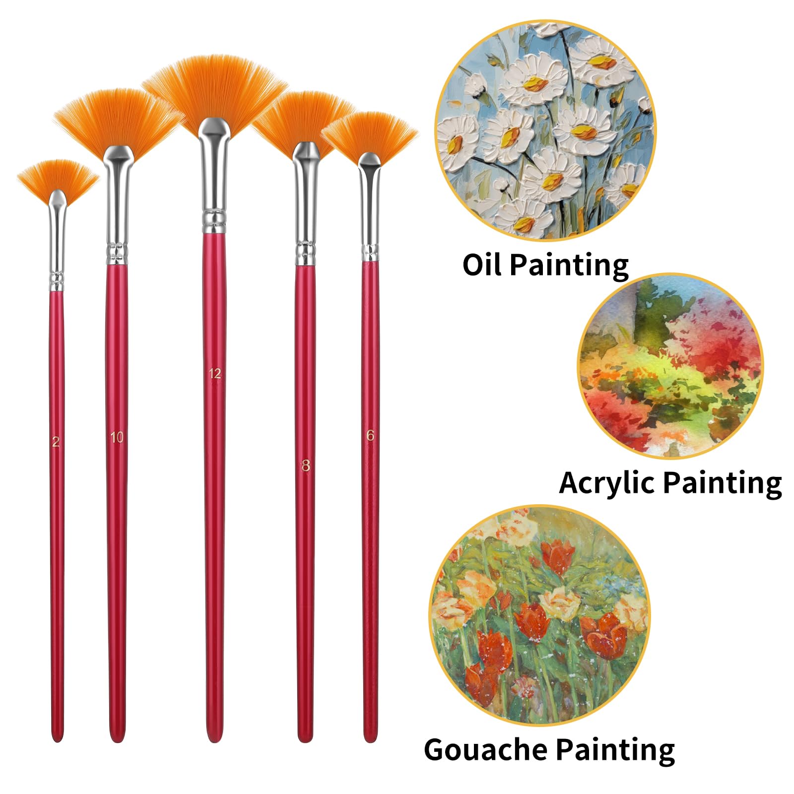 Acquista Set di pennelli a ventaglio da 9 pezzi Pennello in nylon morbido per pittura a guazzo acrilico a olio ad acquerello in Italia a partire da 11
