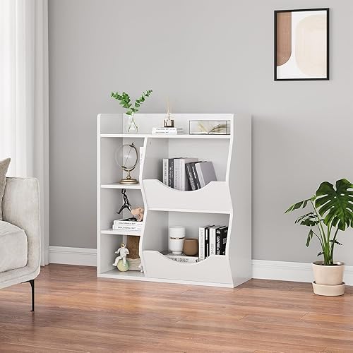 Miniatura 8 de GAOMON Estantería para niños, organizador de almacenamiento de juguetes de 36 pulgadas de alto, estantería de madera de 3 niveles, exhibición de