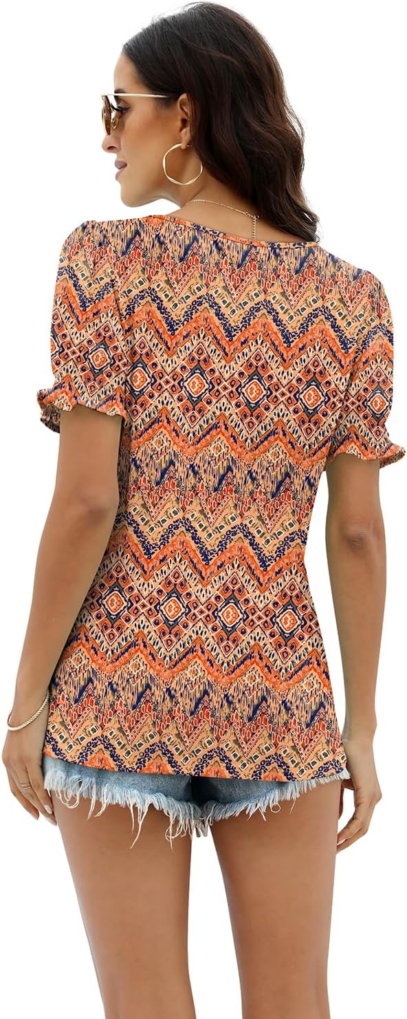 WEESO Womens Summer Tops 2025 Trendy Square Neck Blouses Short Puff Sleeve Shirts - Image 4