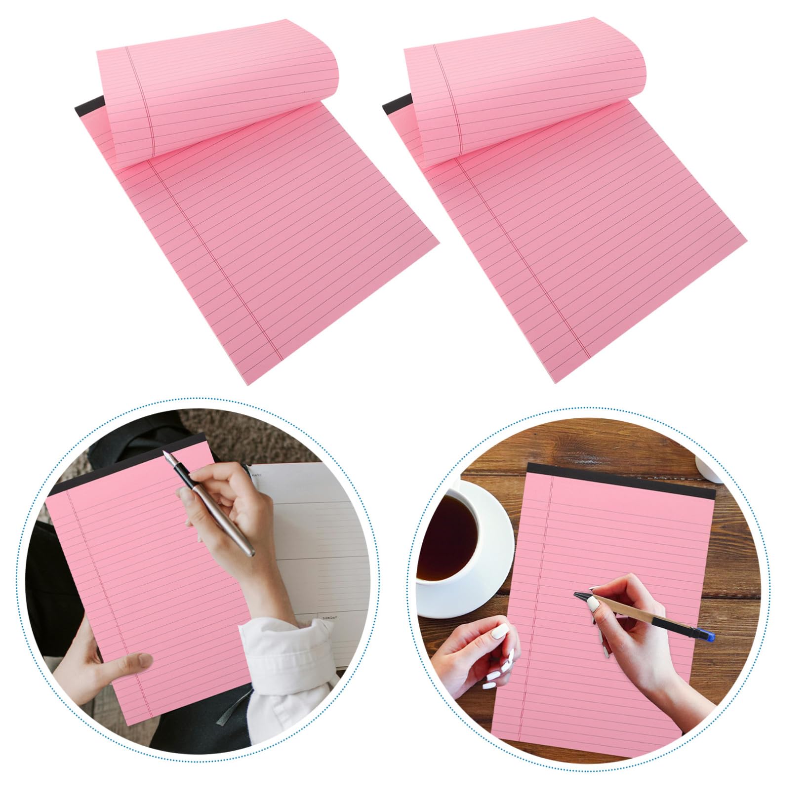 Homoyoyo -Pack A4-notizblöcke Rosa Liniert mit Abreißfunktion Horizontal Papier 4 Stück zum Schreiben und Dokumentieren zu Hause