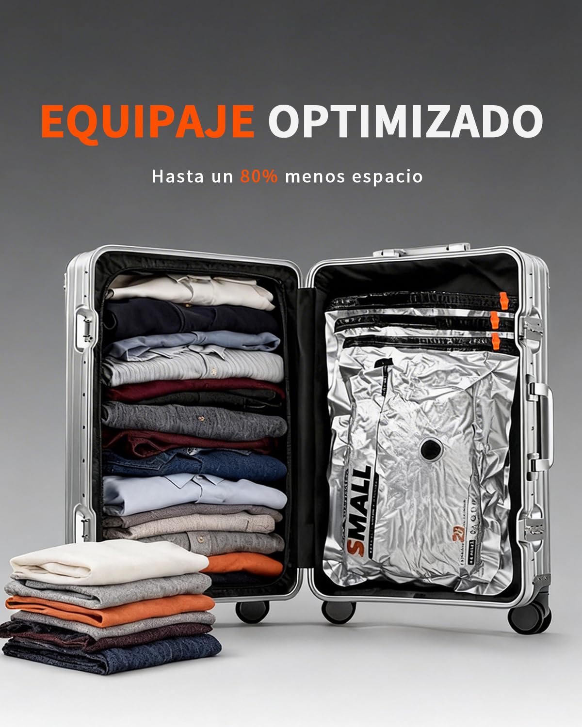 Vacbird 10 Bolsas Vacio Ropa con Bomba de Vacío Eléctrica Inalámbrica, 5 x 40 x 54 cm y 5 x 47 x 64 cm, Especialmente Diseñadas para Organización de Maletas y Viajes