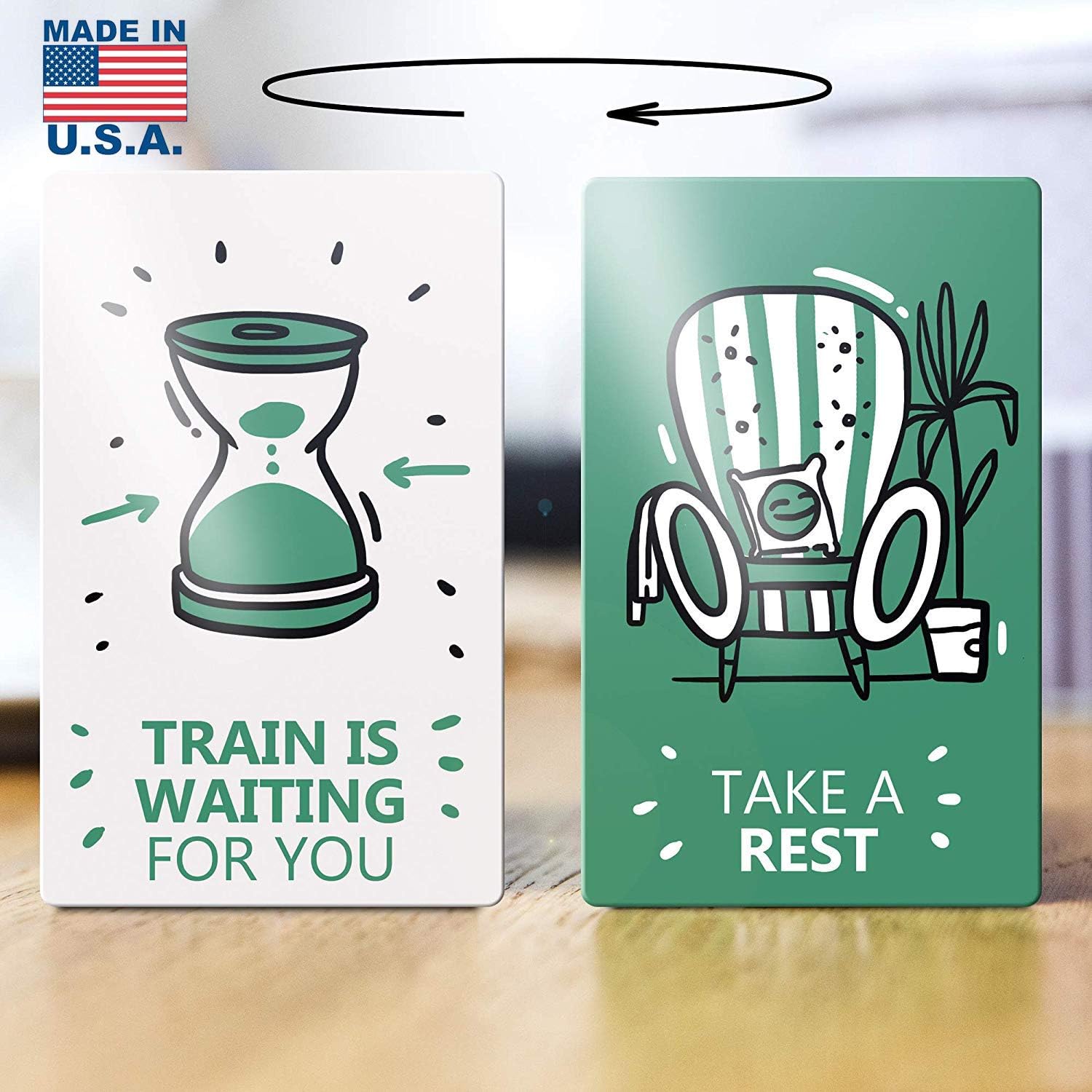 Reversible magnet reminder for fridge, double sided - Take a rest - Train is waiting for you