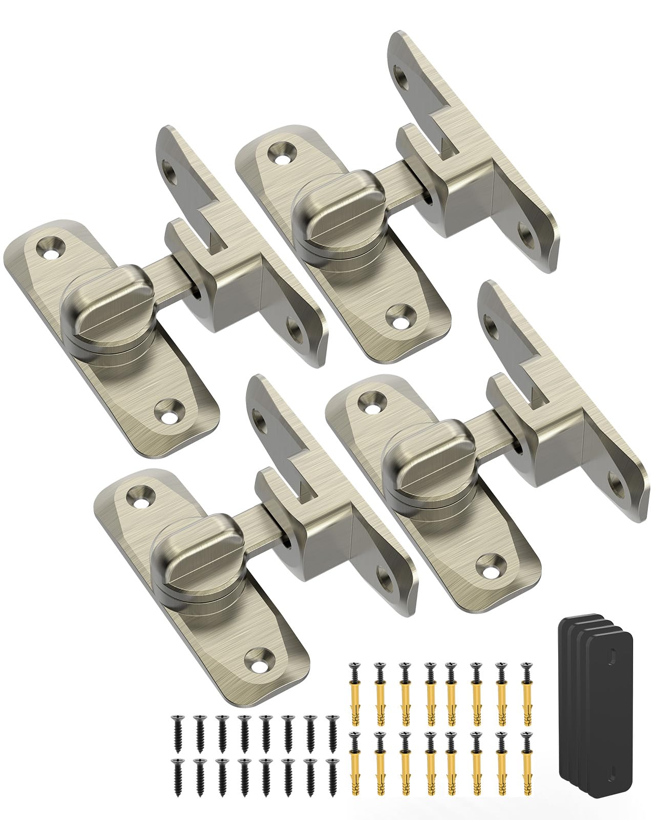 90/180 Degree Barn Door Latch Lock with Spacer, Bronze, 4 Pack