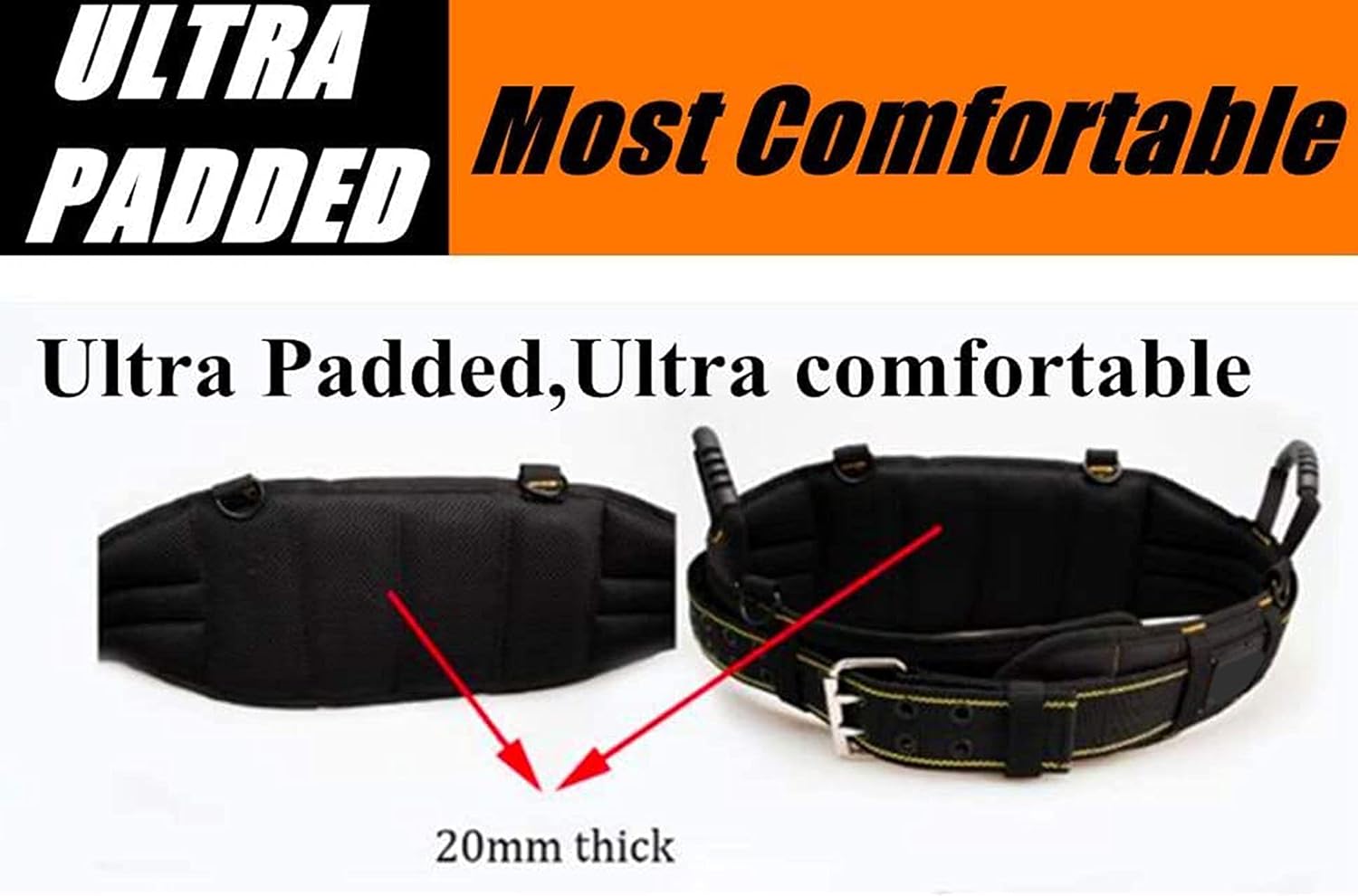 Padded Tool Belt Comfortable Tool Belt for Men Heavy Duty Work Tool Belt With Back Support Heavy Foam Padding Carrying Handle…