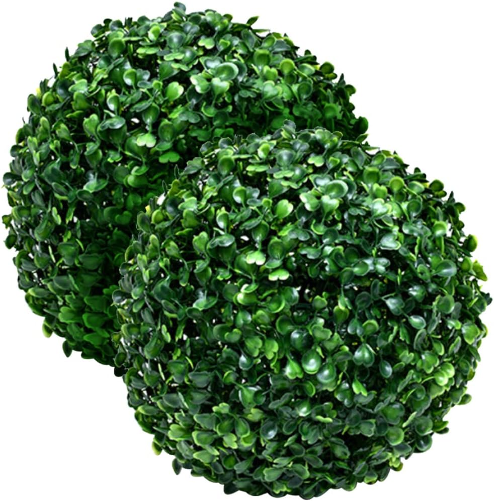 2PCS Artificial Topiary Ball Faux Boxwood Buxus Ball Hanging Plant