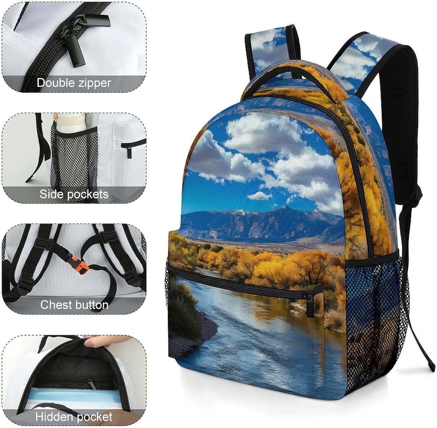 New Mexico Mountain Prints Laptop Backpack Lightweight Travel Daypack Shoulder Bag for Men Women